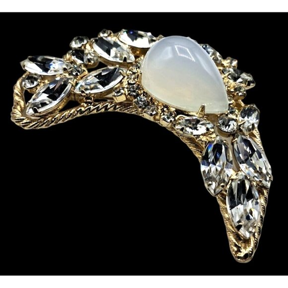 Juliana Rhinestone Brooch Vintage Gold Tone Brooch With Clear Rhinestones High D - Picture 1 of 10